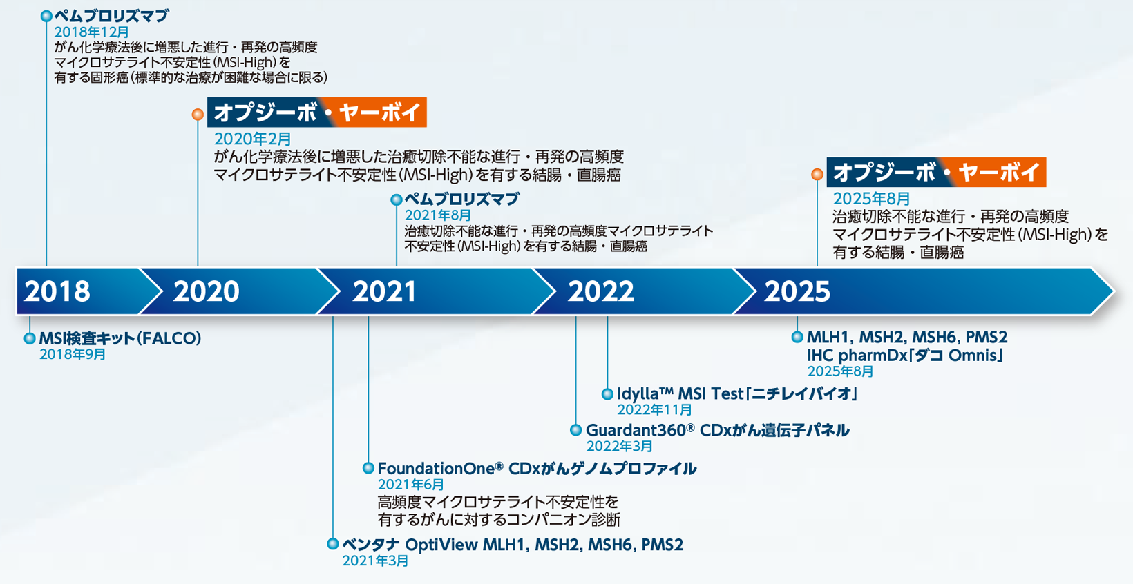 本邦のMSI-High癌に関連する薬剤と検査の適応